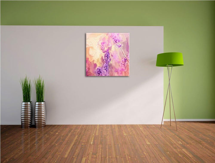 Pixxprint schöner Lavendel, Format: 70x70 als Leinwandbild, tolle Bilder fertig auf Holzrahmen gespa