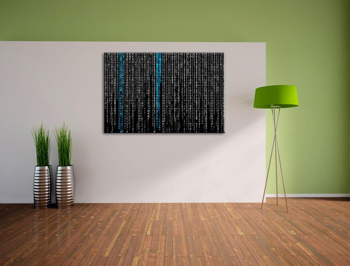 Matrix Zahlen schwarz/weiss Format: 100x70 auf Leinwand, XXL riesige Bilder fertig gerahmt mit Keilr