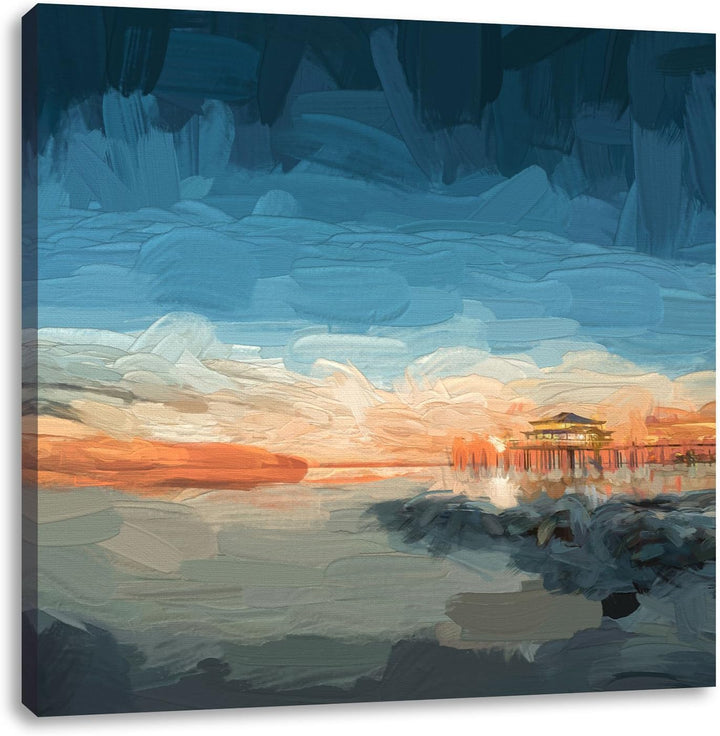 Pixxprint Timmendorfer Strand als Leinwandbild/Grösse: 70x70 cm/Wandbild/Kunstdruck/fertig bespannt,