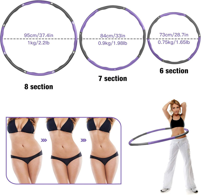 Aoweika Hula Hoop Reifen Erwachsene, 95cm Fitness Hoola Reifen Hoop Geeignet für Anfänger und Profis