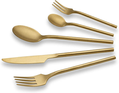 ECHTWERK EW-BS-1685C Tafelbesteck Bari, Stonewashed champagne, 16-teilig, Essbesteck für bis zu 4 Pe