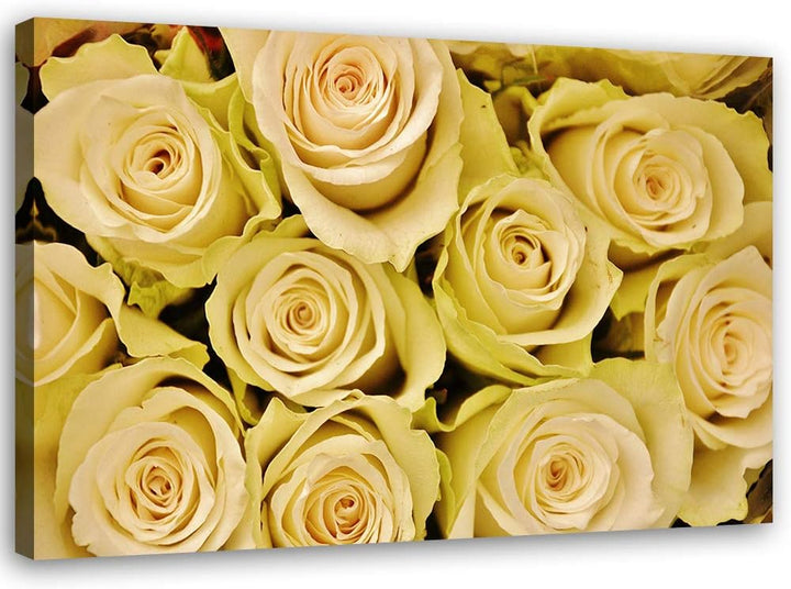 Feeby Vlies Leinwandbild Gelbe Rosen 120x80 cm Druckbild Wandbild Wanddekoration Deko Wand Aesthetic