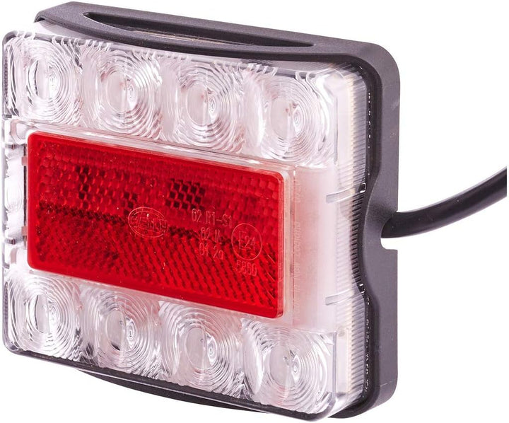 HELLA - Heckleuchte - LED - 12/24V - Anbau/geschraubt - Lichtscheibenfarbe: rot/transparent - Kabel: