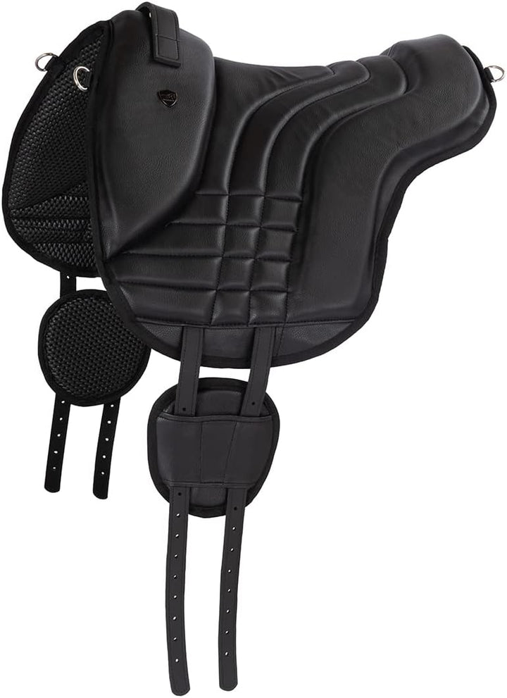 Equinate Reitpad Stella aus synthetischem Leder Pony Schwarz - Bareback Pad mit pflegeleichter Neopr