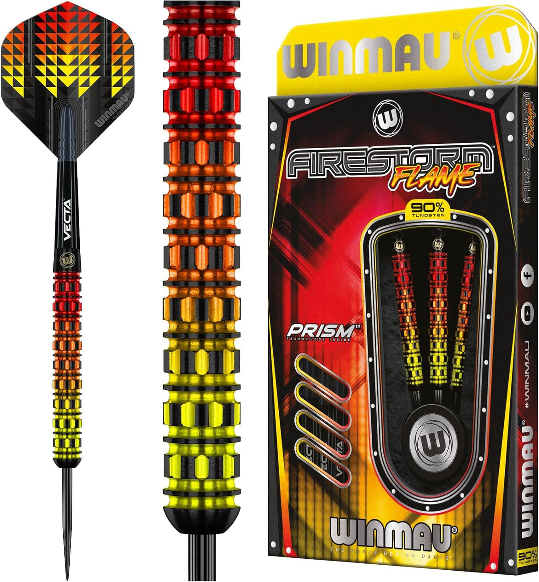WINMAU Firestorm Flame Professionelles Wolfram-Dart-Set mit Flights und Schäften (Shafts) 24 g Paral