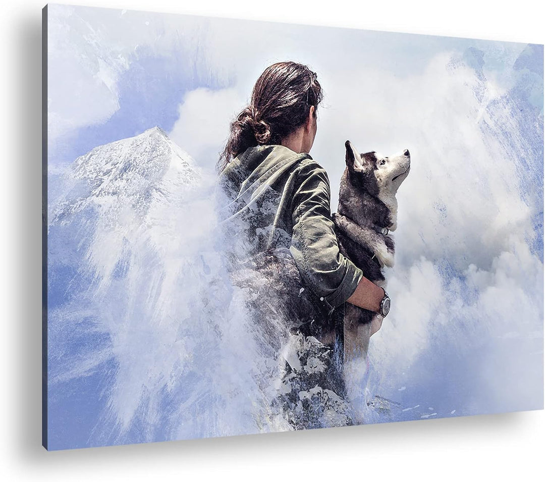 deyoli edler Husky Format: 80x60 als Leinwand, Motiv fertig gerahmt auf Echtholzrahmen, Hochwertiger