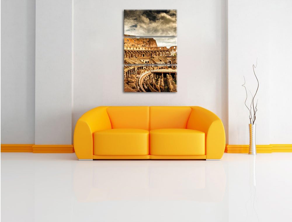 Pixxprint Colloseum in Rom von innen als Leinwandbild/Grösse: 3 Teilig (120x80 cm) cm/Wandbild/Kunst