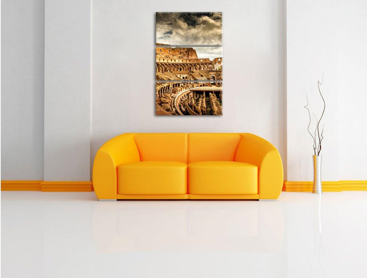 Pixxprint Colloseum in Rom von innen als Leinwandbild/Grösse: 3 Teilig (120x80 cm) cm/Wandbild/Kunst