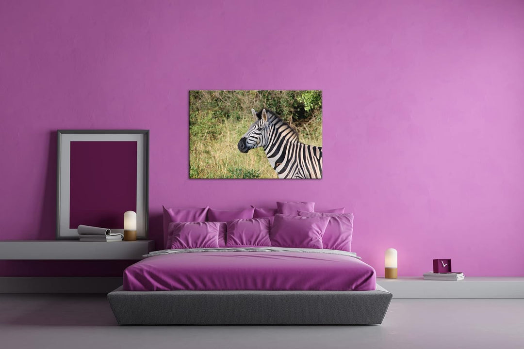 deyoli edles Zebra Format: 100x70 als Leinwand, Motiv fertig gerahmt auf Echtholzrahmen, Hochwertige