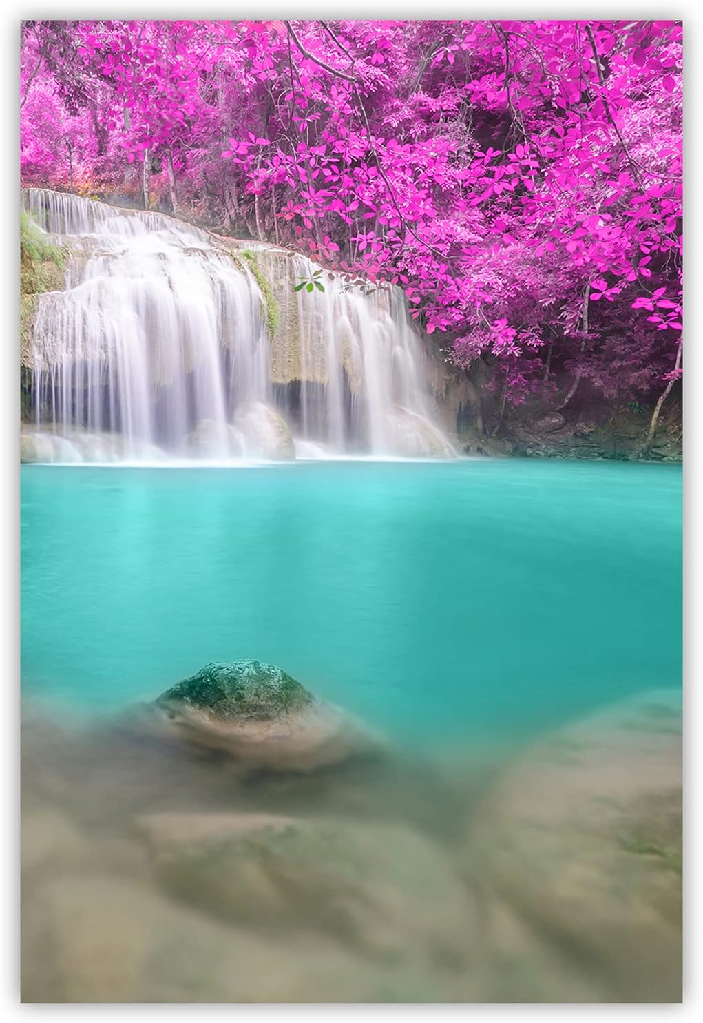 Feeby Vlies Leinwandbild Wasser Kaskade Natur Wasserfall 60x90 cm Druckbild Wandbild Wanddekoration