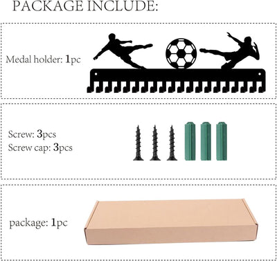 CREATCABIN Fussball-Medaillenhalter, Aufhänger, Sport-Metallwandhalterung Mit 20 Haken Zum Aufhängen