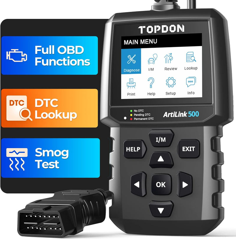 Topdon AL500 OBD2 Diagnosegerät, OBDII Diagnosewerkzeug mit Vollständigen OBD2 Funktionen, kostenlos