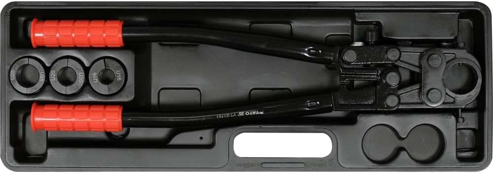 YATO Profi Rohrpresszange 4-teilig, für Verbundrohre PE RT PEX Al PEX PEX-AI-PEX Aluminium, 16-26 mm