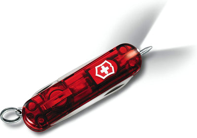 Victorinox Taschenmesser Signature Lite (7 Funktionen, Kugelschreiber, LED-Licht) Rot Transparent, R