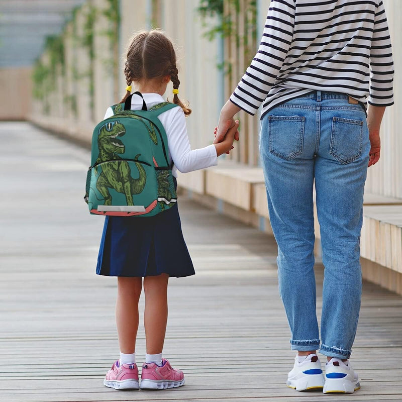 Mnsruu Kinderrucksack, Skateboard, Dinosaurier, Kindergarten, Schultasche für Kleinkinder, Mädchen u