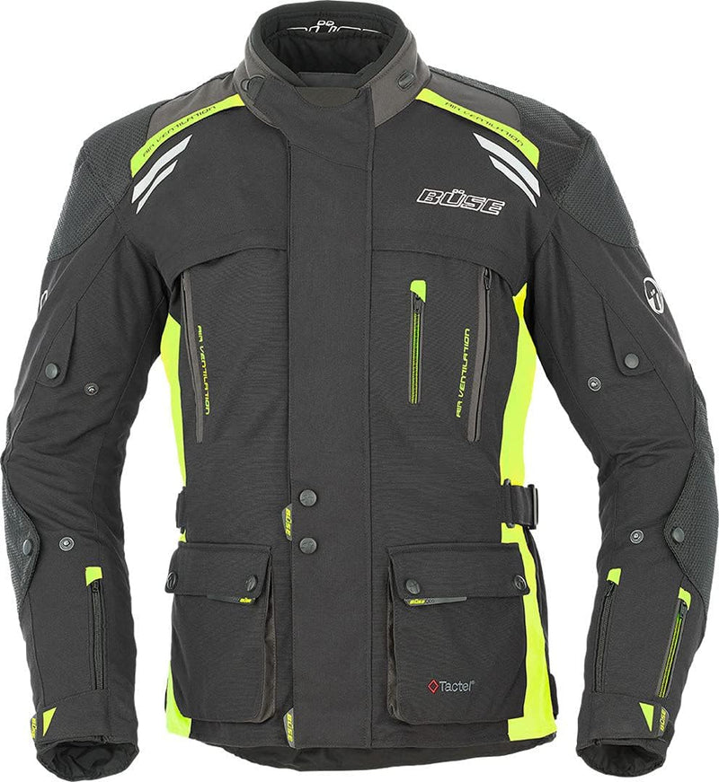 Büse Jacke Highland, schwarz/neon gelb, 48 48 Schwarz / Neongelb, 48 Schwarz / Neongelb