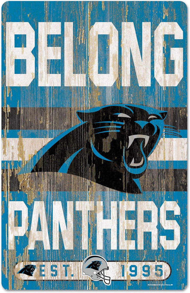 Wincraft NFL Carolina Panthers Slogan Wood Sign Holzschild