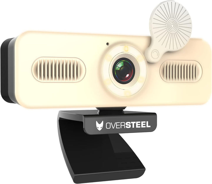 Oversteel - Bulat Webcam 1080P Full HD mit Mikrofon und Lichtring, 60fps, USB 2.0, Videoanrufe, Aufz