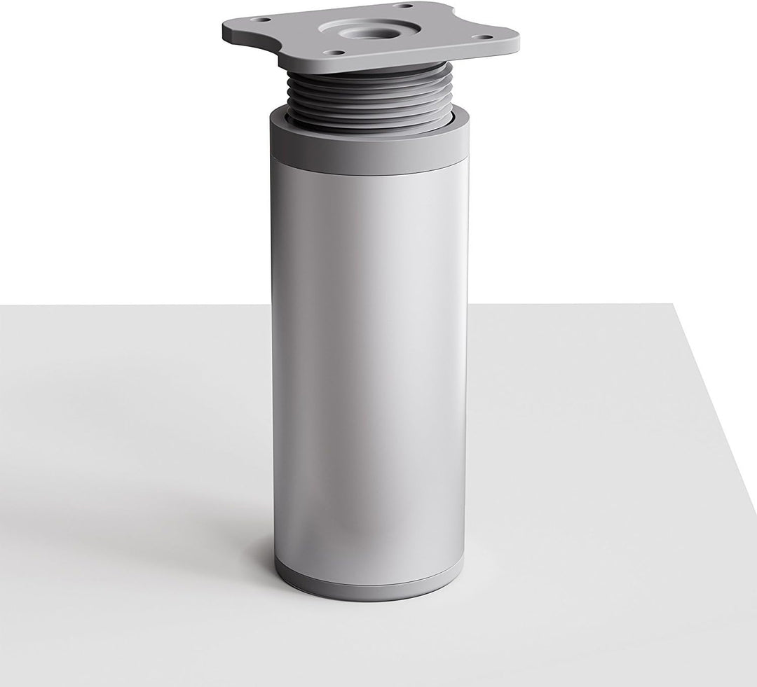 sossai® Design-Möbelfüsse MFR1 | höhenverstellbar | 8er Set | Rund-Profil - Ø 40 mm | Farbe: Alu | H