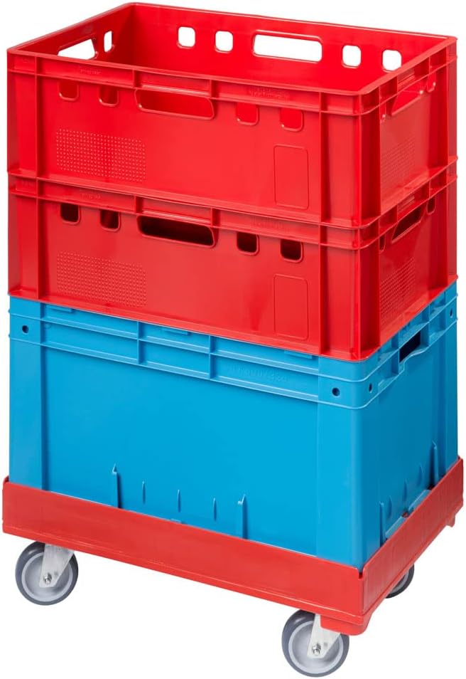 4 Stück Hygiene Transportroller für Kisten 60 x 40 cm mit 4 Lenkrollen in blau