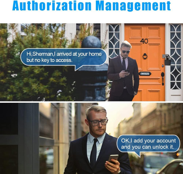 eLinkSmart Grosses Vorhängeschloss mit Schlüssel, Fingerabdruck-/Telefon-App, Remote-Autorisierung,