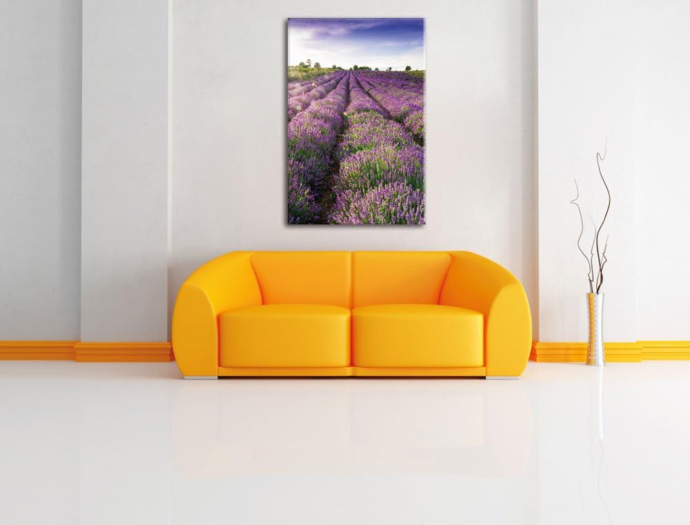 Lavendelfeld Provence, Format: 100x70 auf Leinwand, XXL riesige Bilder fertig gerahmt mit Keilrahmen