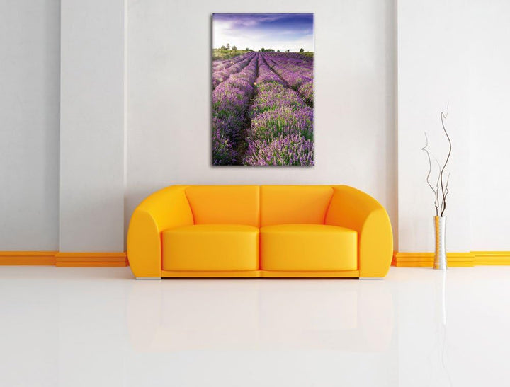 Lavendelfeld Provence, Format: 100x70 auf Leinwand, XXL riesige Bilder fertig gerahmt mit Keilrahmen