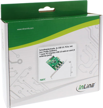 InLine 76661C Schnittstellenkarte, 4x USB 3.0, PCIe, inkl. Low-Profile Slotblech, mit SATA Stromansc