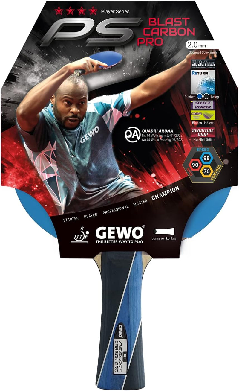 GEWO PS Blast Carbon Pro Tischtennisschläger - ITTF genehmigter Profi-Tischtennisschläger, Carbon-Sc