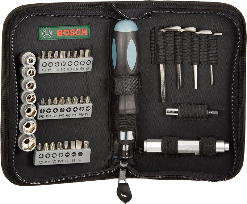 Bosch Accessories Bosch 38tlg. Mixed Bit Set (PH, PZ, S, HEX, Steckschlüssel Ø 5-13 mm, inkl. Handsc