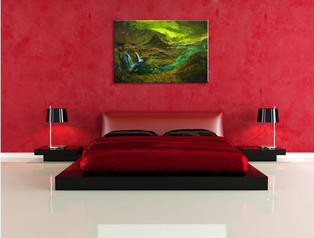 Pixxprint Kirkjufell Wasserfall als Leinwandbild/Grösse: 100x70 / Wandbild/Kunstdruck/fertig bespann