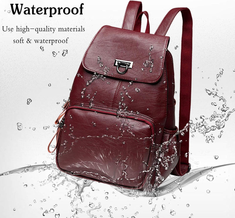 FANDARE Echtes Leder Rucksack Damen Stylisch Rucksäcke Wasserdicht Daypack Schultasche für Universit