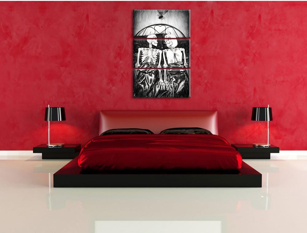 Pixxprint Horror Paar als Leinwandbild/Grösse: 3 Teilig (120x80) cm/Wandbild/Kunstdruck/fertig bespa