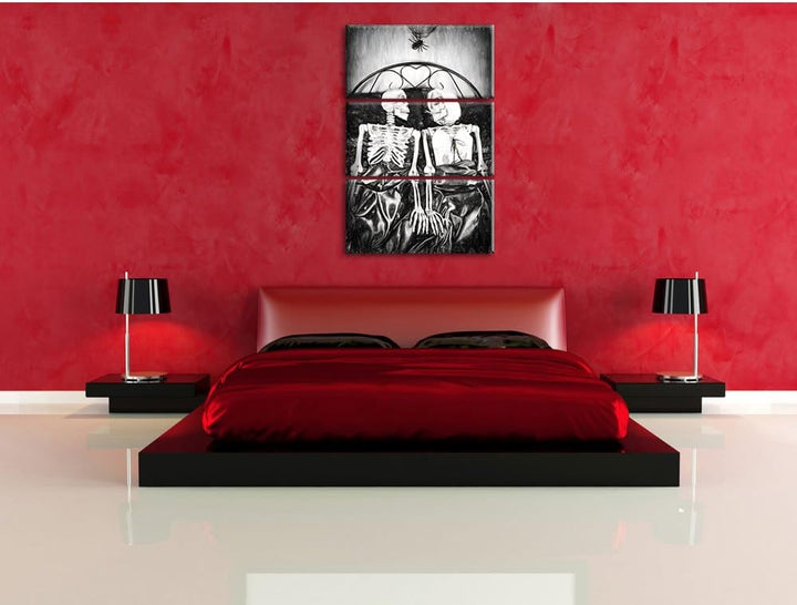 Pixxprint Horror Paar als Leinwandbild/Grösse: 3 Teilig (120x80) cm/Wandbild/Kunstdruck/fertig bespa