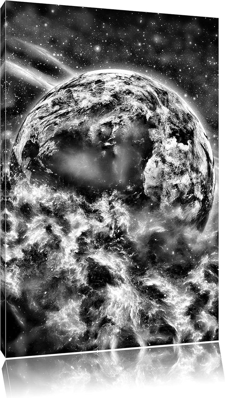 Monocrome, Planet Erde, Format: 100x70 auf Leinwand, XXL riesige Bilder fertig gerahmt mit Keilrahme