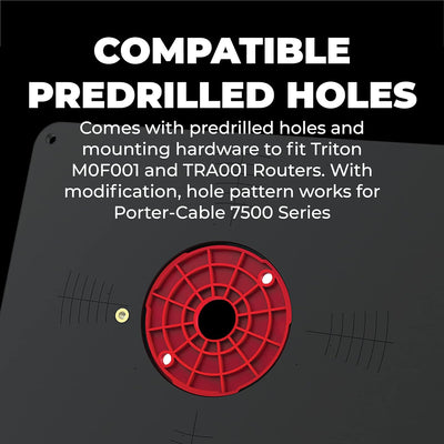 Kreg Tool PRS4034 Einsatzplatte mit Level-Loc-Ringen (vorgebohrtes Triton), Schwarz und Rot