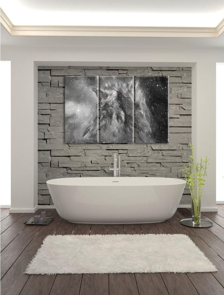 Pixxprint Feuriger Adler als Leinwandbild/Grösse: 3 Teilig (120x80) cm/Wandbild/Kunstdruck/fertig be