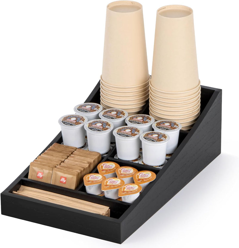 ANBOXIT Kaffee Organizer, Holz Kaffeestation Zubehör Organizer für kaffeeecke, Kaffee Gewürz Tablett