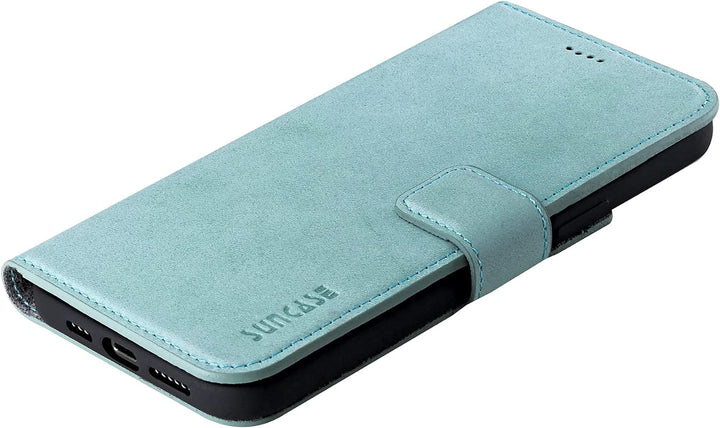 Suncase Book-Style Hülle kompatibel mit iPhone 12 Pro (6.1") Leder Tasche (Slim-Fit) Lederhülle Hand
