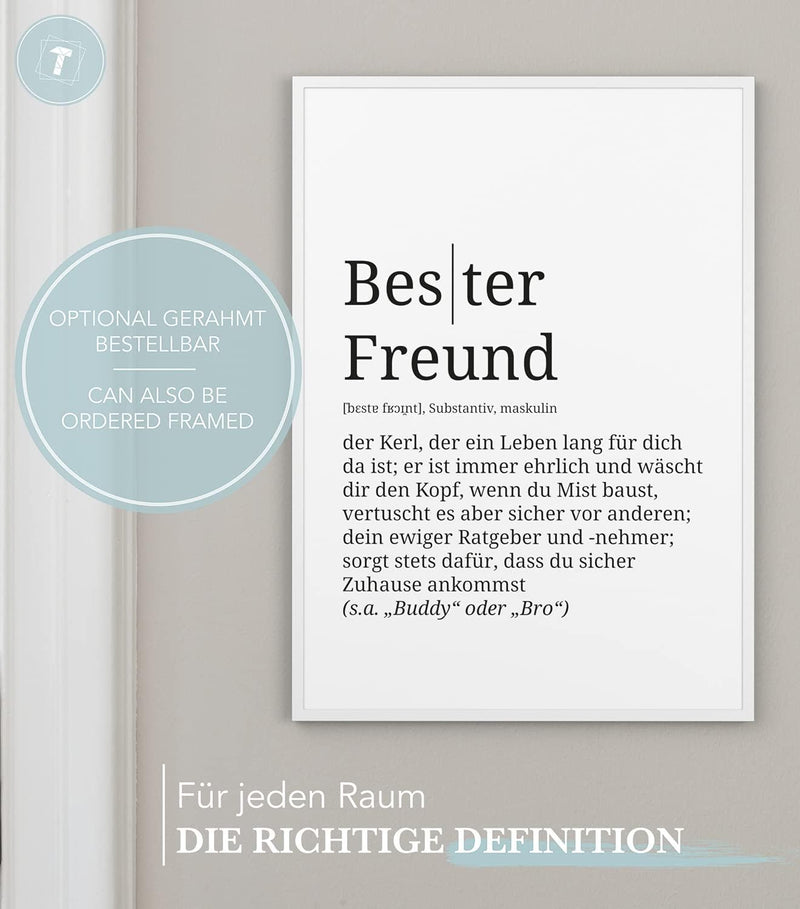 Papierschmiede® Definition: Bester Freund, DIN A1 (59x84 cm), XXL Poster für Wohnzimmer, Schlafzimme