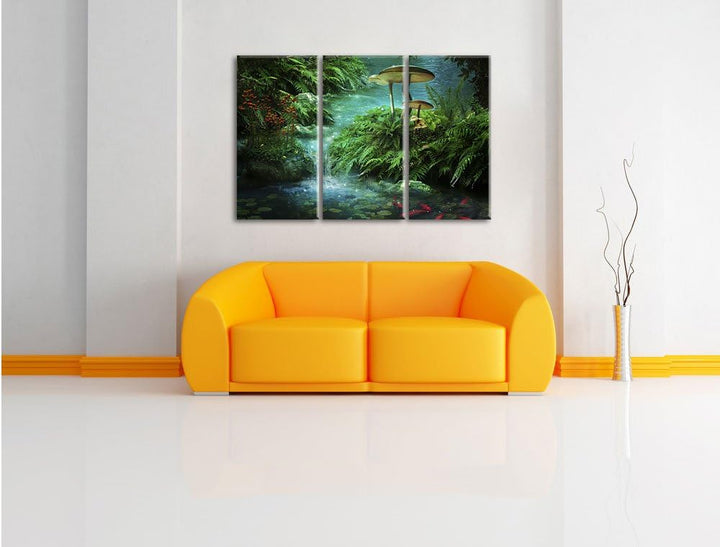 Pixxprint magischer Märchenwald als Leinwandbild - Grösse: 3-Teilig (120x80cm) - Wandbild - Kunstdru