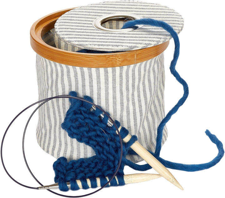 Prym 610666 Wollspender Canvas & Bamboo faltbar grau, ca. 13,5x16 cm