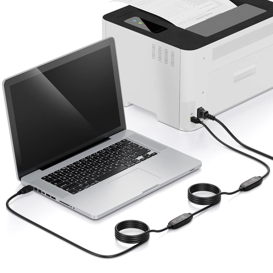 deleyCON 20m Aktives USB Druckerkabel Scannerkabel Datenkabel USB 2.0 A-Stecker zu B-Stecker für Dru