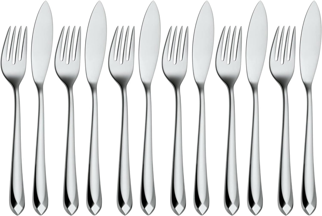 WMF Jette Fischbesteck 12 teilig, Fischset für 6 Personen, Fischgabel, Fischmesser, Cromargan protec