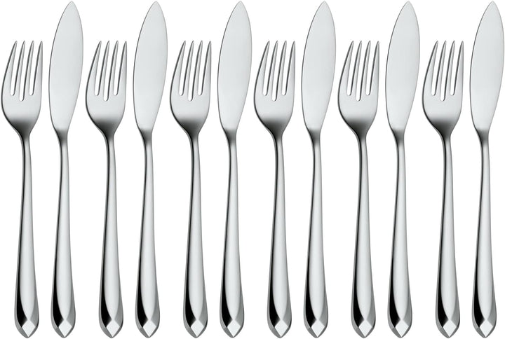 WMF Jette Fischbesteck 12 teilig, Fischset für 6 Personen, Fischgabel, Fischmesser, Cromargan protec