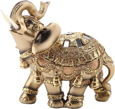 Walfront Lucky Feng Shui Golden Elefant Statue Skulptur Reichtum Figur Geschenk Home Decoration (Gol