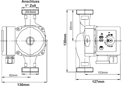 HST | Hocheffiziente Heizungspumpe | Umwälzpumpe | HST EPR 20-8/130 mm | Förderhöhe 8 Meter | Drehza
