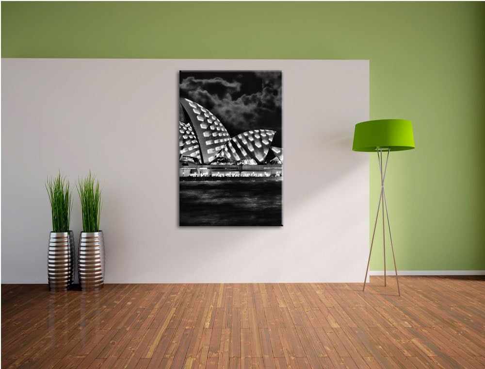 Pixxprint Monocrome, Sydney Opera House bei Nacht, Format: 100x70 auf Leinwand, 100x70