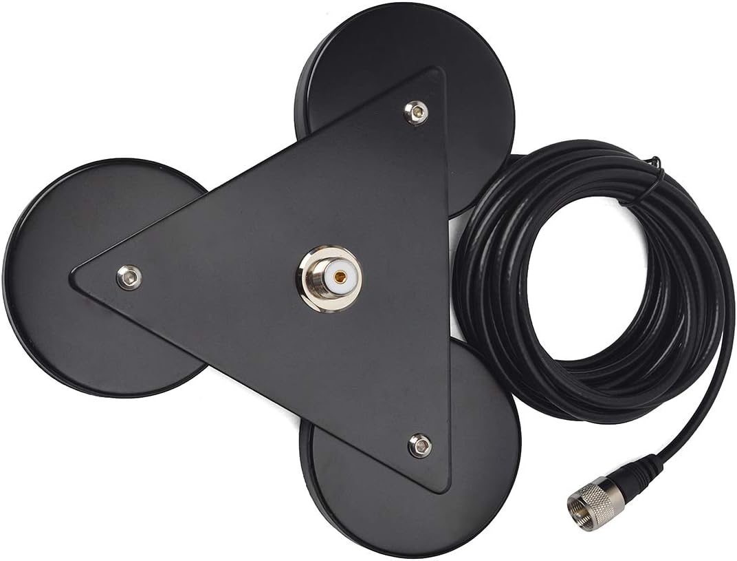HYS CB-Antennen-Magnethalterung Magnetbasis 5 m RG58-Kabel, PL259-Stecker im Lieferumfang enthalten