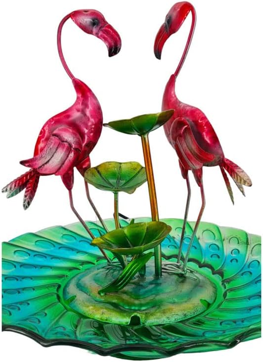abc HOME | Zimmerbrunnen Flamingos | Glas, Metall | 40 cm H